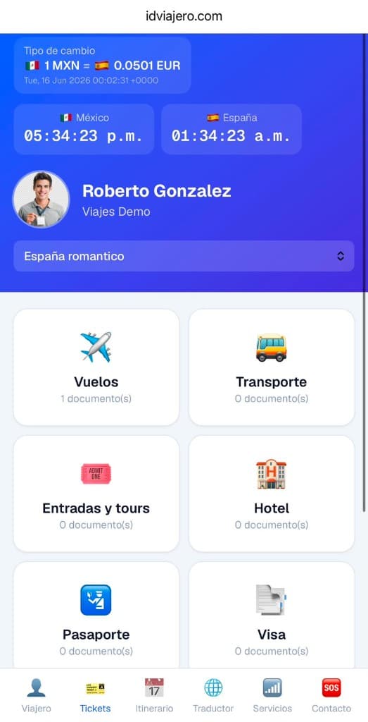 Portal del viajero Id Viajero — documentos, itinerario y servicios
